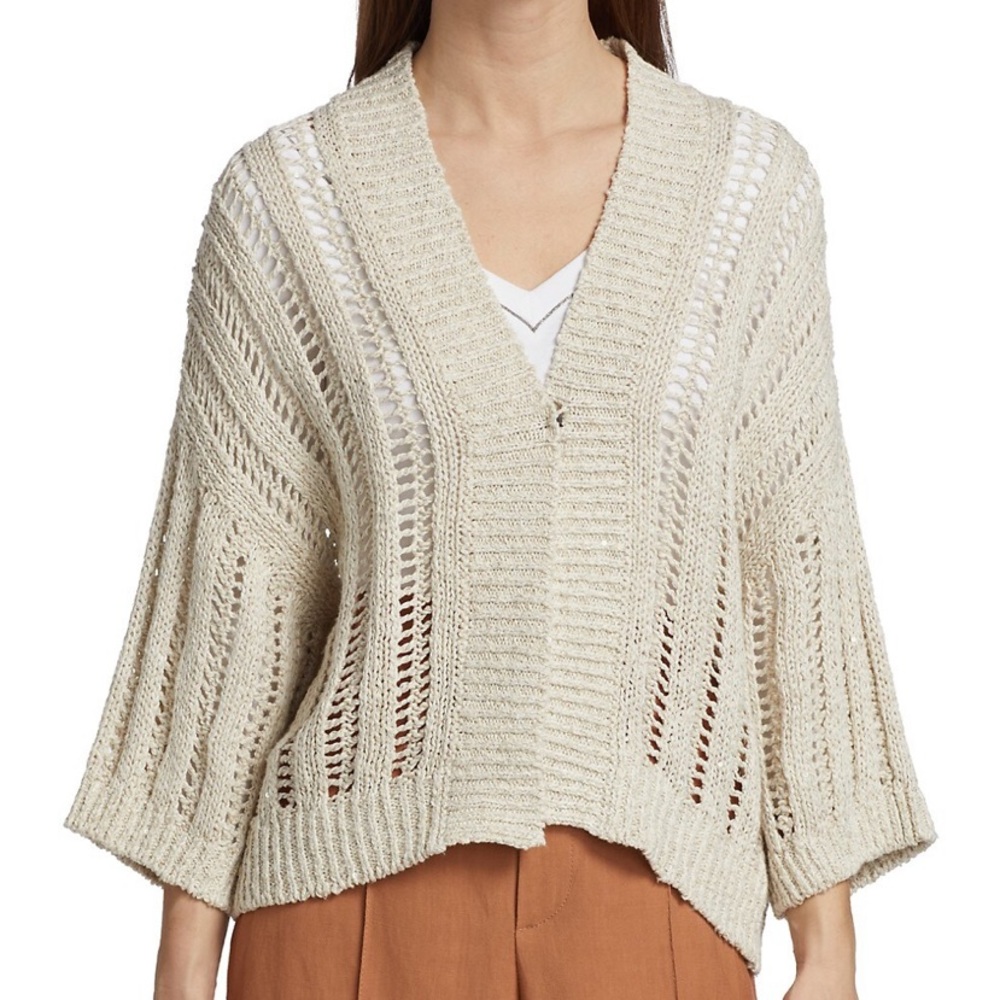 Brunello Cucinelli Crochet Slouchy Cardigan